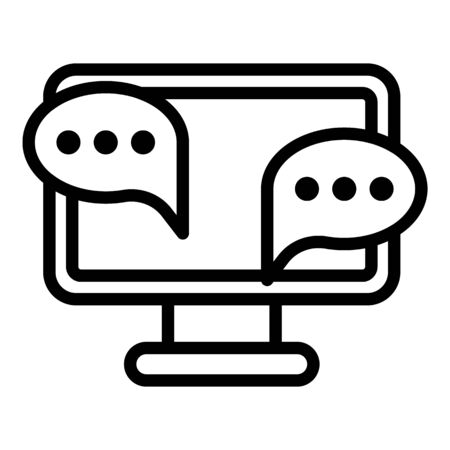 Chat bubbles on screen icon, outline styleのイラスト素材