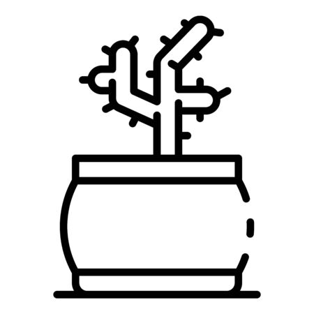Cactus pot icon, outline styleの写真素材