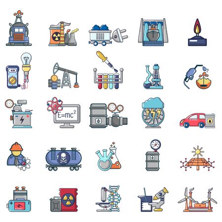 Natural fuel icons set, cartoon styleのイラスト素材