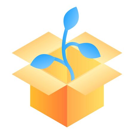 Plant in box icon, isometric styleのイラスト素材