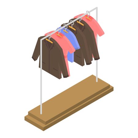 Clothes on hanger icon. Isometric of clothes on hanger vector icon for web design isolated on white backgroundのイラスト素材