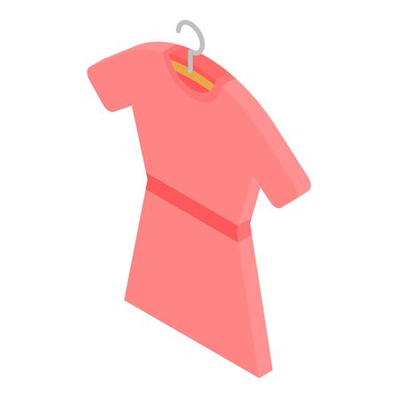 Red dress on hanger icon. Isometric of red dress on hanger vector icon for web design isolated on white backgroundのイラスト素材