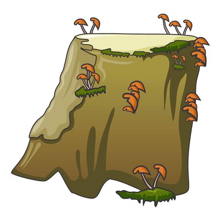 Stump with brown mushroom icon, cartoon styleのイラスト素材