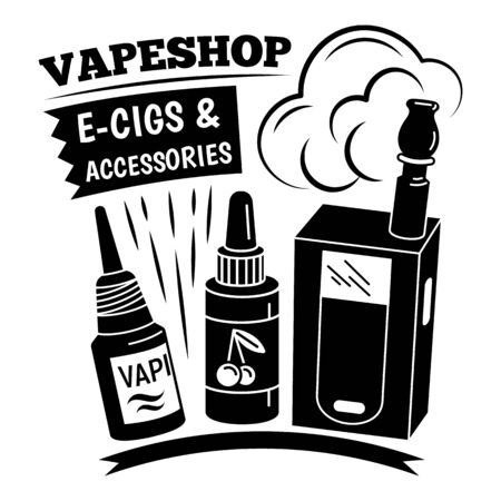 Vapeshop accessories, simple styleのイラスト素材