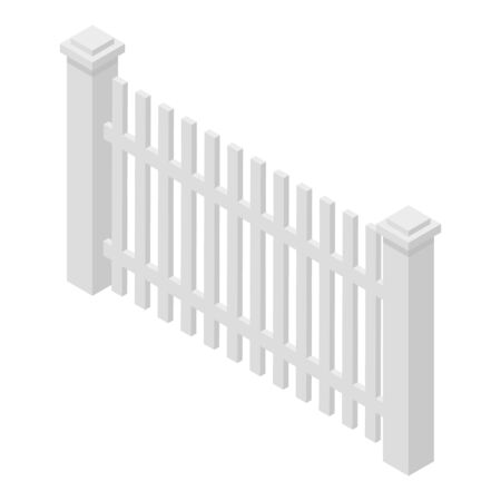 White wood fence icon, isometric styleのイラスト素材
