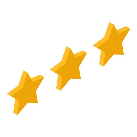 Three star review icon, isometric styleのイラスト素材