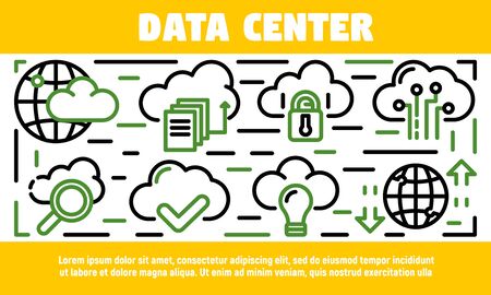 Data center banner, outline styleのイラスト素材