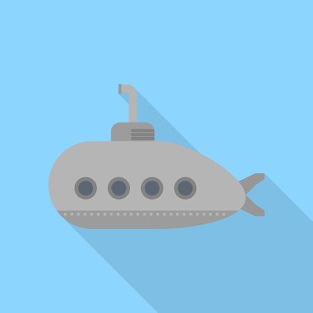 Grey submarine icon, flat styleのイラスト素材