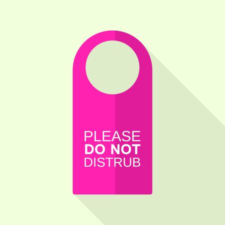 Pink door tag icon, flat styleのイラスト素材