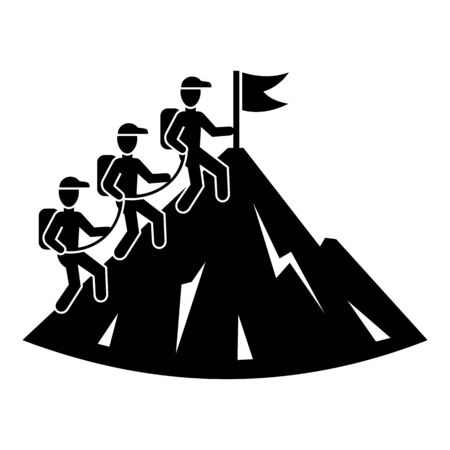 People group hiking icon, simple styleのイラスト素材
