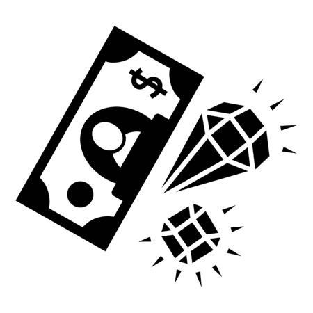 Diamond dollar banknote icon, simple styleのイラスト素材