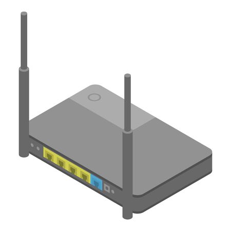 Broadbrand router icon, isometric styleのイラスト素材