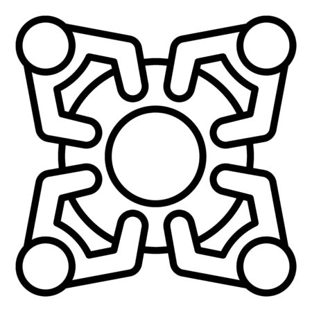 People at the round table icon, outline styleのイラスト素材