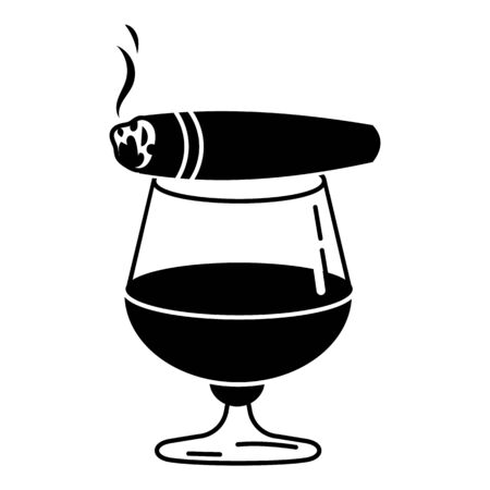 Cigar whiskey glass icon, simple styleのイラスト素材