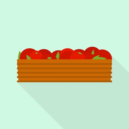 Box of tomato icon, flat styleのイラスト素材