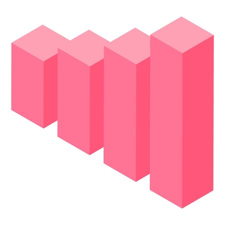 Red graph bars icon, isometric styleのイラスト素材