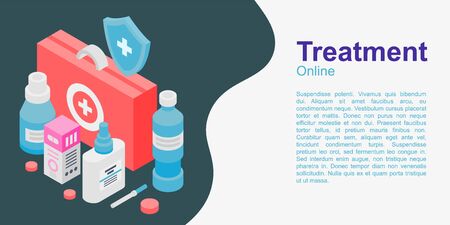 Treatment concept banner, isometric styleのイラスト素材