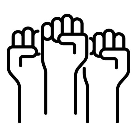 Protest fists icon. Outline protest fists vector icon for web design isolated on white backgroundのイラスト素材