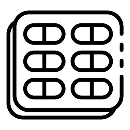 Blister with pills icon, outline styleのイラスト素材