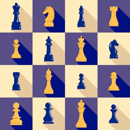 Chess icons set, flat styleのイラスト素材