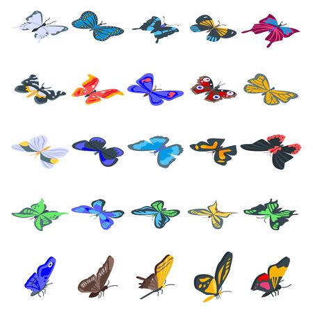 Butterfly icons set, isometric styleのイラスト素材