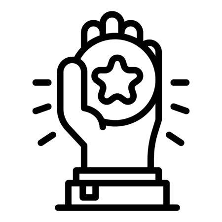 Gift loyalty coin icon. Outline gift loyalty coin vector icon for web design isolated on white backgroundのイラスト素材