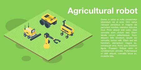 Agricultural robot concept banner, isometric styleのイラスト素材