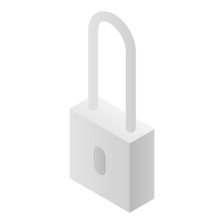 Silver padlock icon, isometric styleのイラスト素材