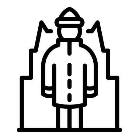 Homeless senior man icon, outline styleのイラスト素材