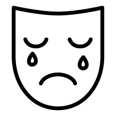 Sad depression mask icon, outline styleのイラスト素材