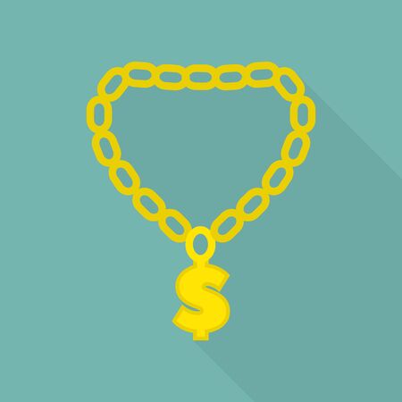 Rapper gold chain icon. Flat illustration of rapper gold chain vector icon for web designのイラスト素材