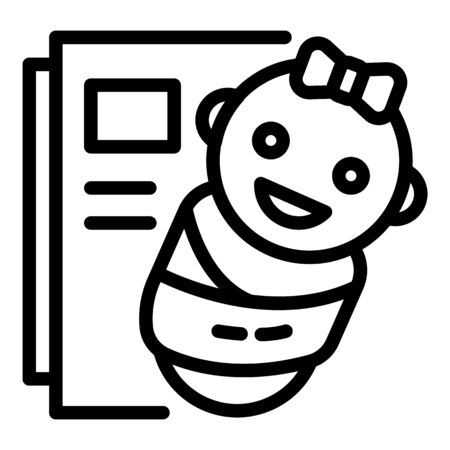 Baby and document icon, outline styleのイラスト素材