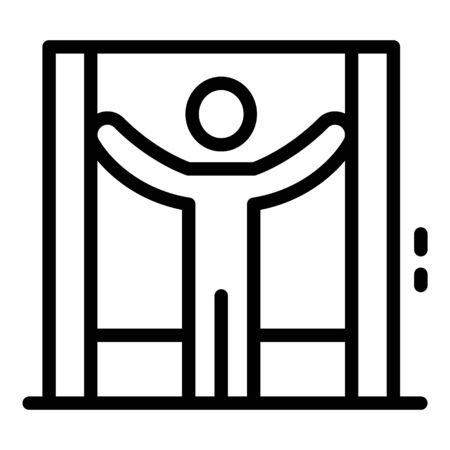 Man holds elevator doors icon, outline styleのイラスト素材
