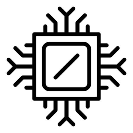 Computer processor icon, outline styleのイラスト素材