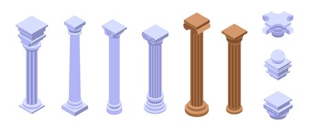 Pillar icons set, isometric styleのイラスト素材