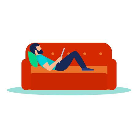 Man at sofa icon, flat styleのイラスト素材