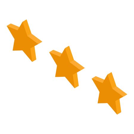 Three star rating icon, isometric style
