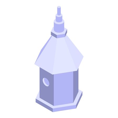 White bird house icon, isometric styleのイラスト素材