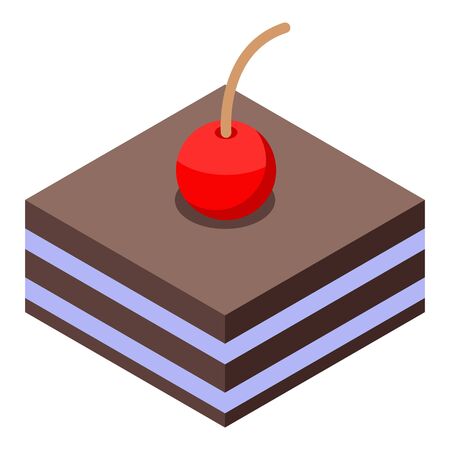 Cherry chocolate cake icon, isometric styleのイラスト素材