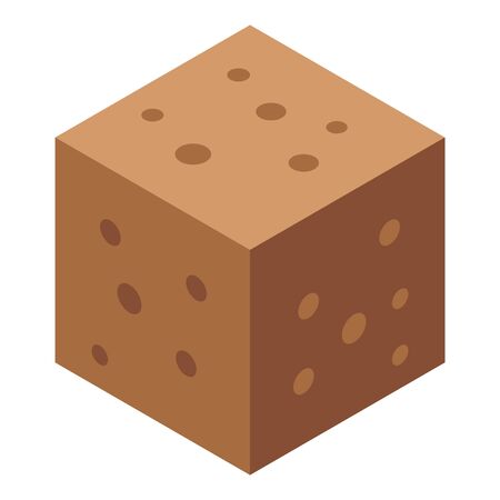 Brown sugar cube icon. Isometric of brown sugar cube vector icon for web design isolated on white backgroundのイラスト素材