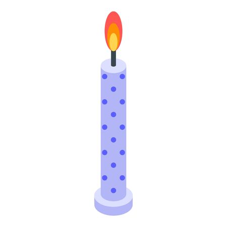 Burning birthday candle icon. Isometric of burning birthday candle vector icon for web design isolated on white backgroundのイラスト素材