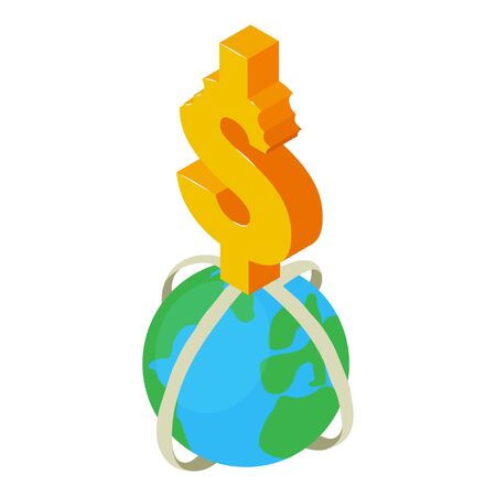 World currency icon, isometric styleのイラスト素材