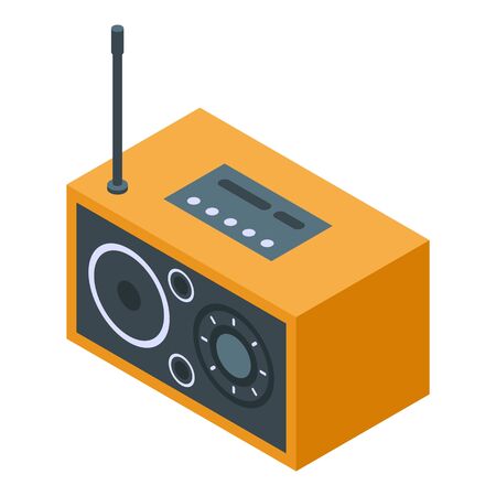 Retro radio icon. Isometric of retro radio vector icon for web design isolated on white backgroundのイラスト素材