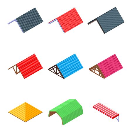 Roof icons set, isometric styleのイラスト素材