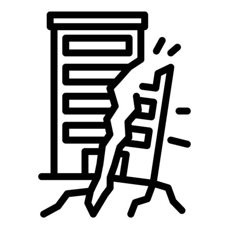 Broken landslide building icon, outline styleのイラスト素材