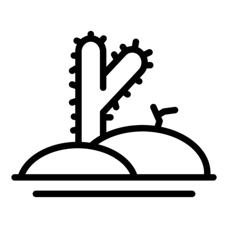 Cactus in desert icon, outline styleのイラスト素材