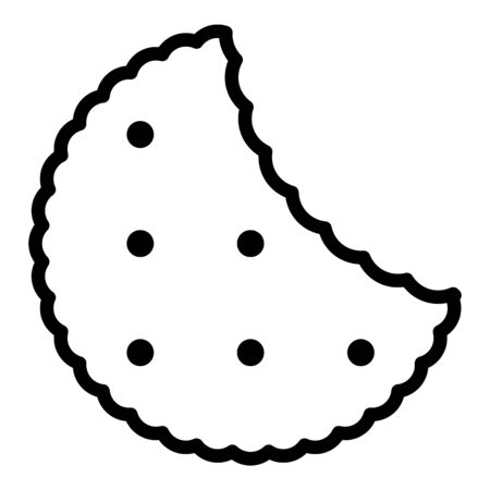 Bitten cookie icon, outline styleのイラスト素材