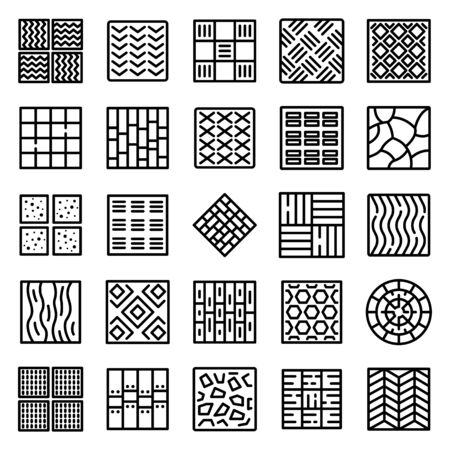 Paving icons set, outline styleのイラスト素材