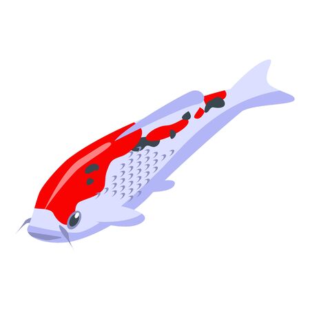 Koi carp fish icon, isometric styleのイラスト素材