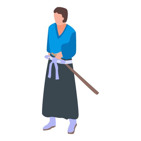 Samurai man icon, isometric styleのイラスト素材